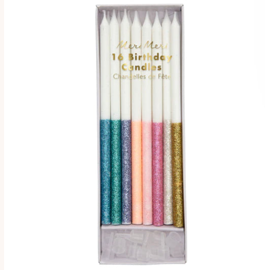 Multicolor Glitter Dipped Candles