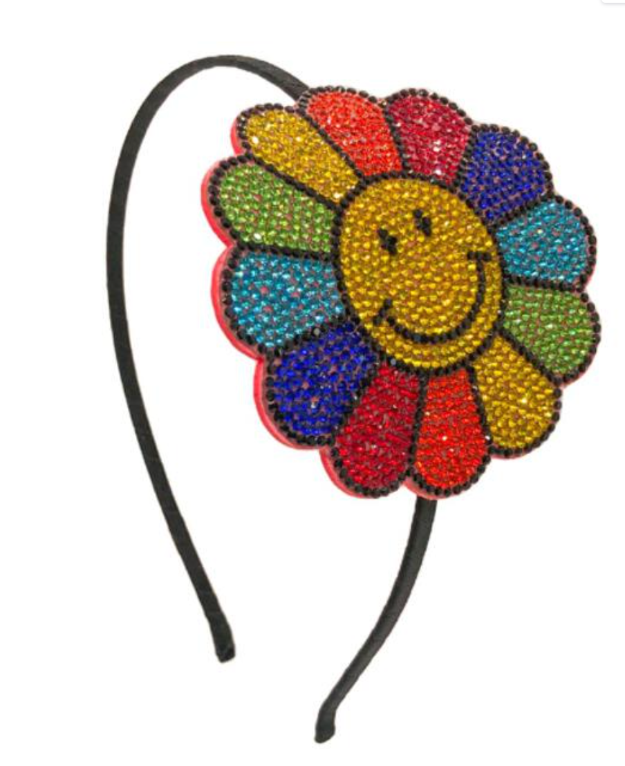 Rainbow Smiley Crystal Headband