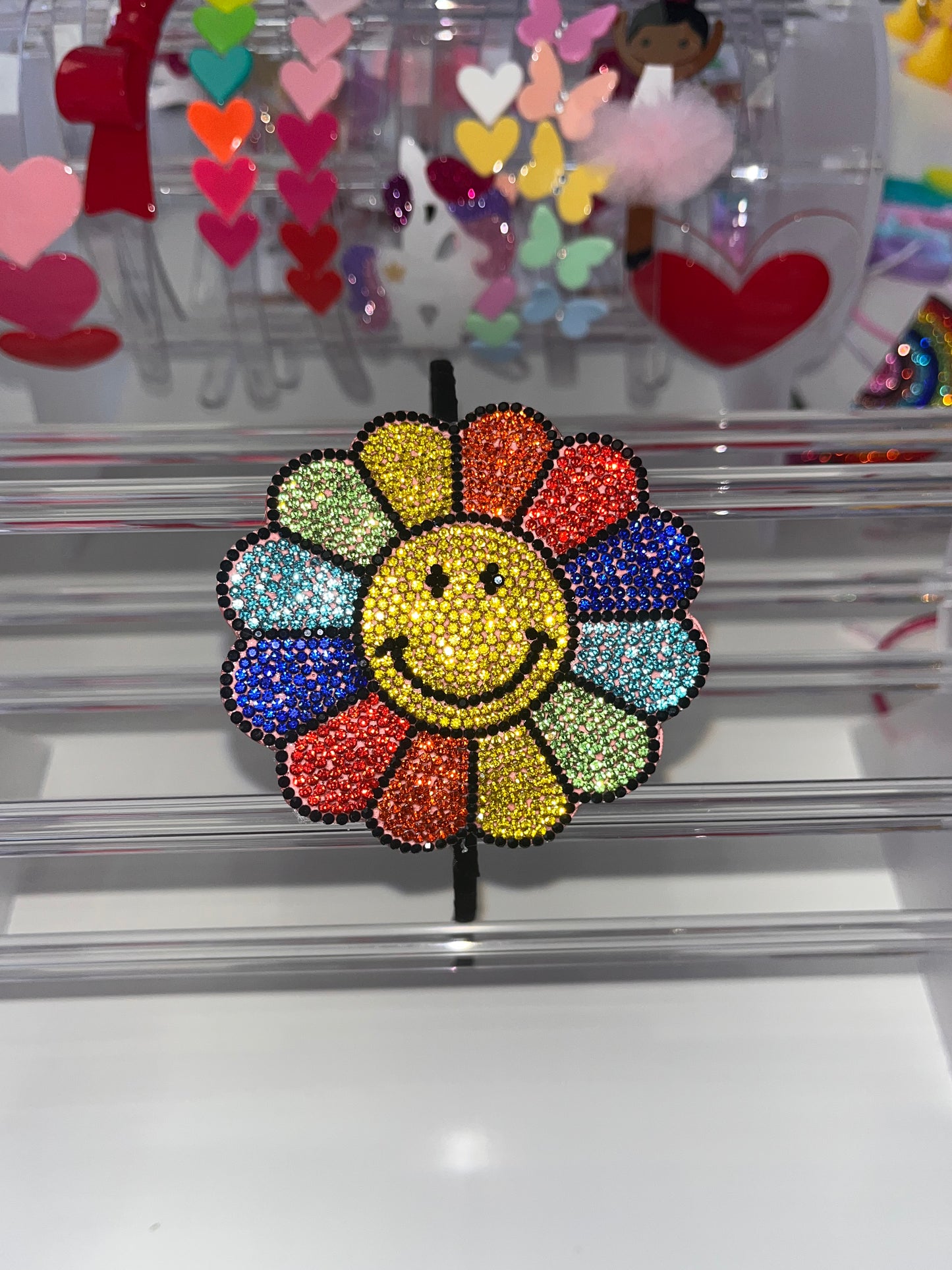 Rainbow Smiley Crystal Headband