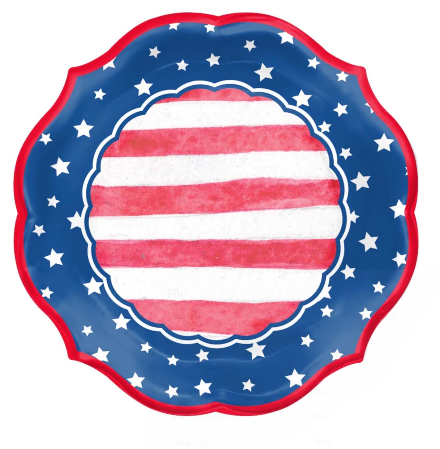 RED STRIPED & BLUE FOIL SALAD PLATES