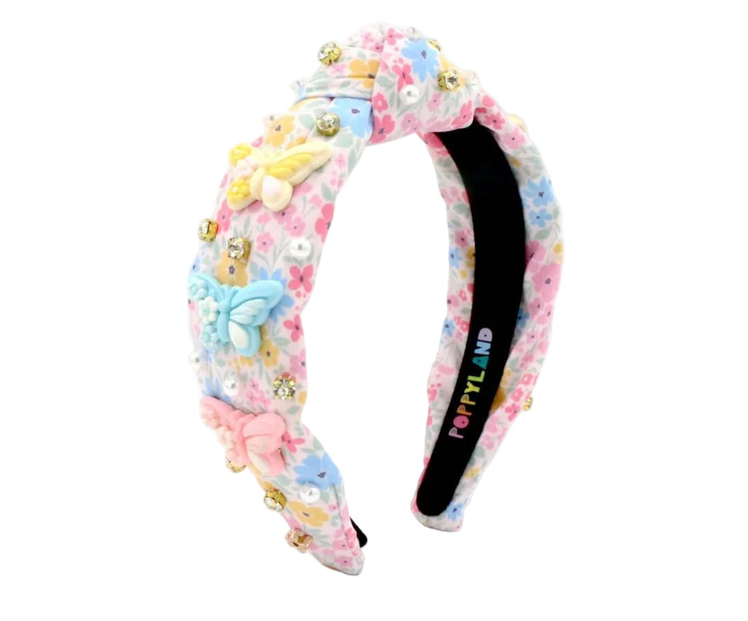 Flowers and Butterflies Knotted Headband