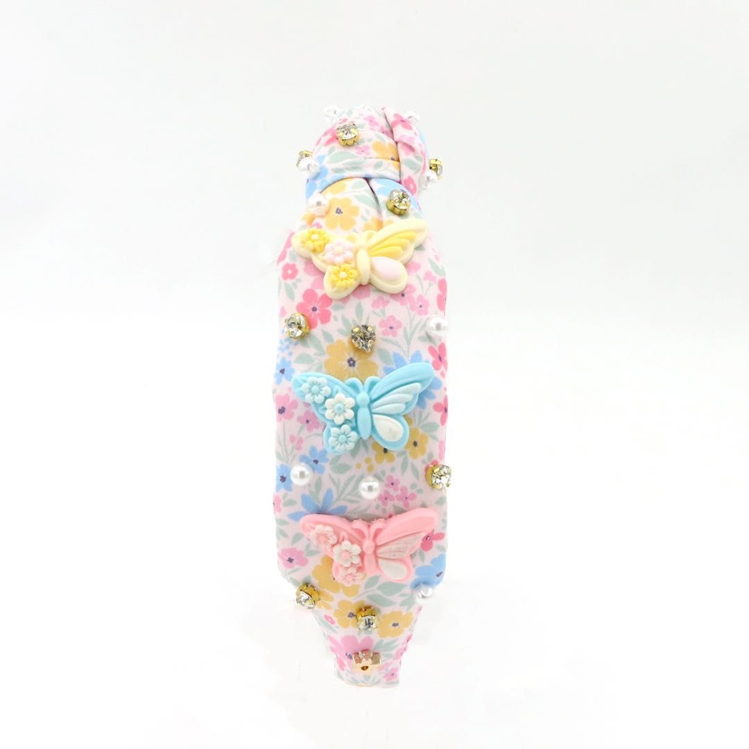 Flowers and Butterflies Knotted Headband
