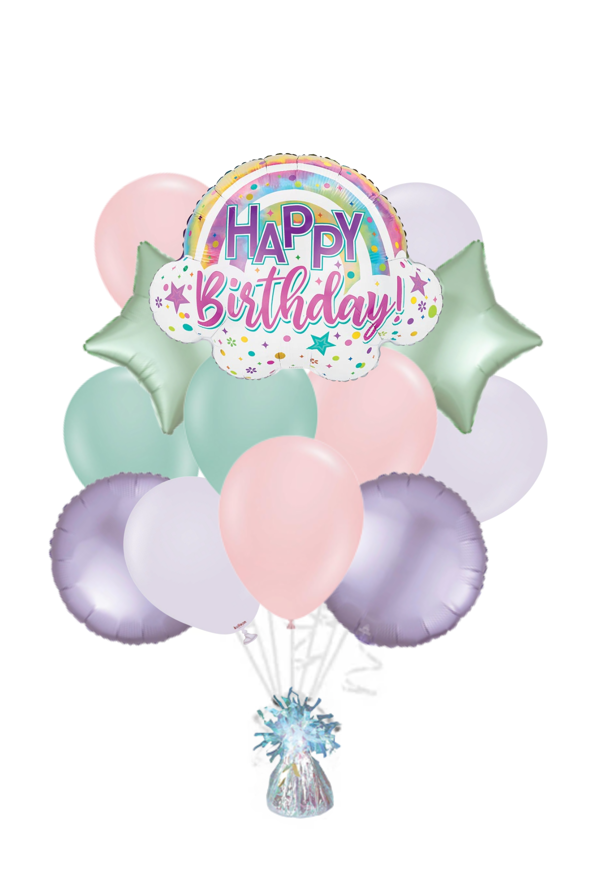 Tie-Dye Rainbow Happy Birthday Balloon Bouquet