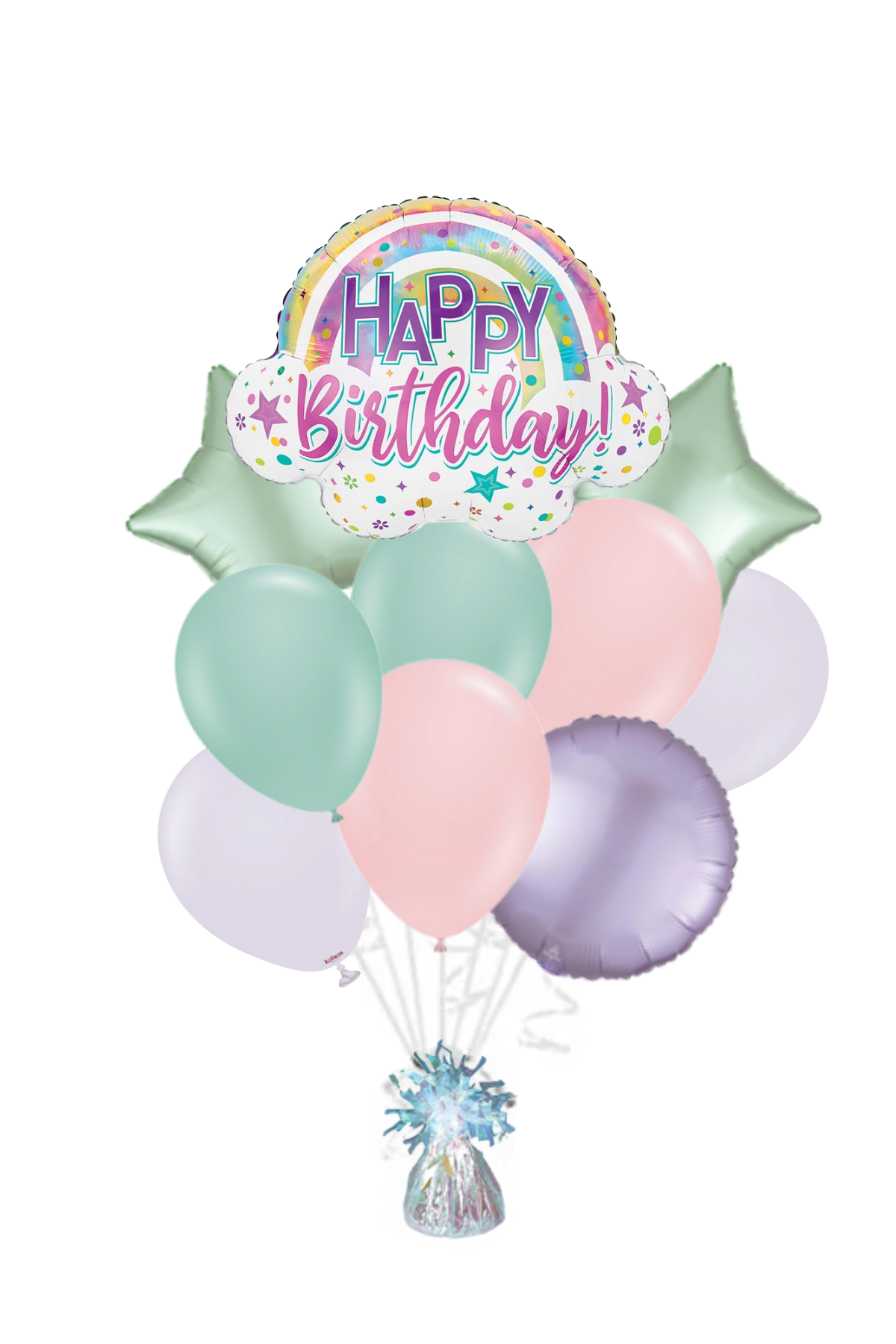Tie-Dye Rainbow Happy Birthday Balloon Bouquet