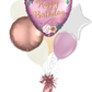 Satin Flowers Heart Happy Birthday Balloon Bouquet