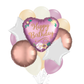Satin Flowers Heart Happy Birthday Balloon Bouquet
