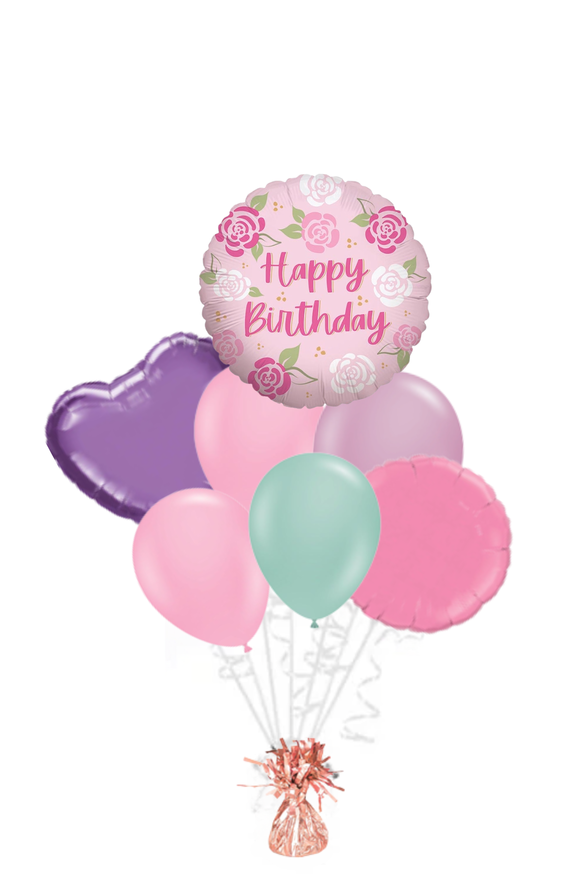 Pink Roses Happy Birthday Balloon Bouquet