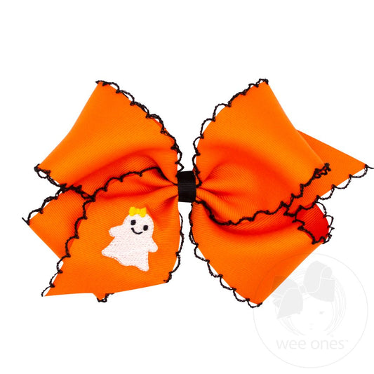 Moonstitch Hair Bow with Embroidered Ghost