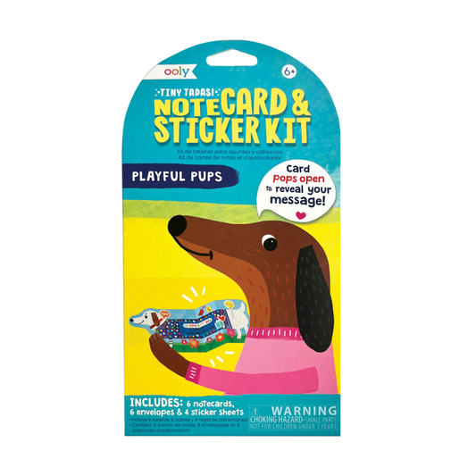 Tiny Tadas! Note Cards & Sticker - Playful Pups