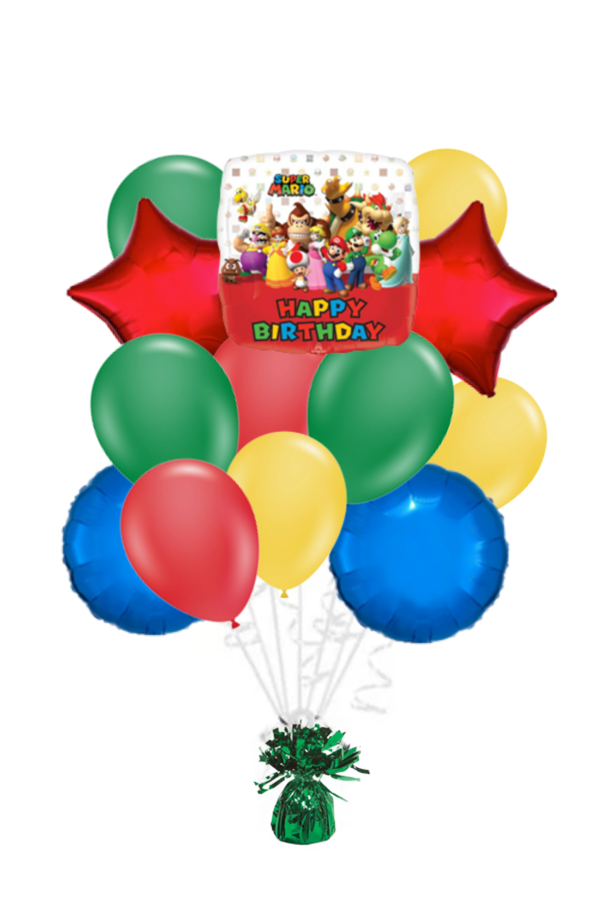 Mario Bros Happy Birthday Balloon Bouquet