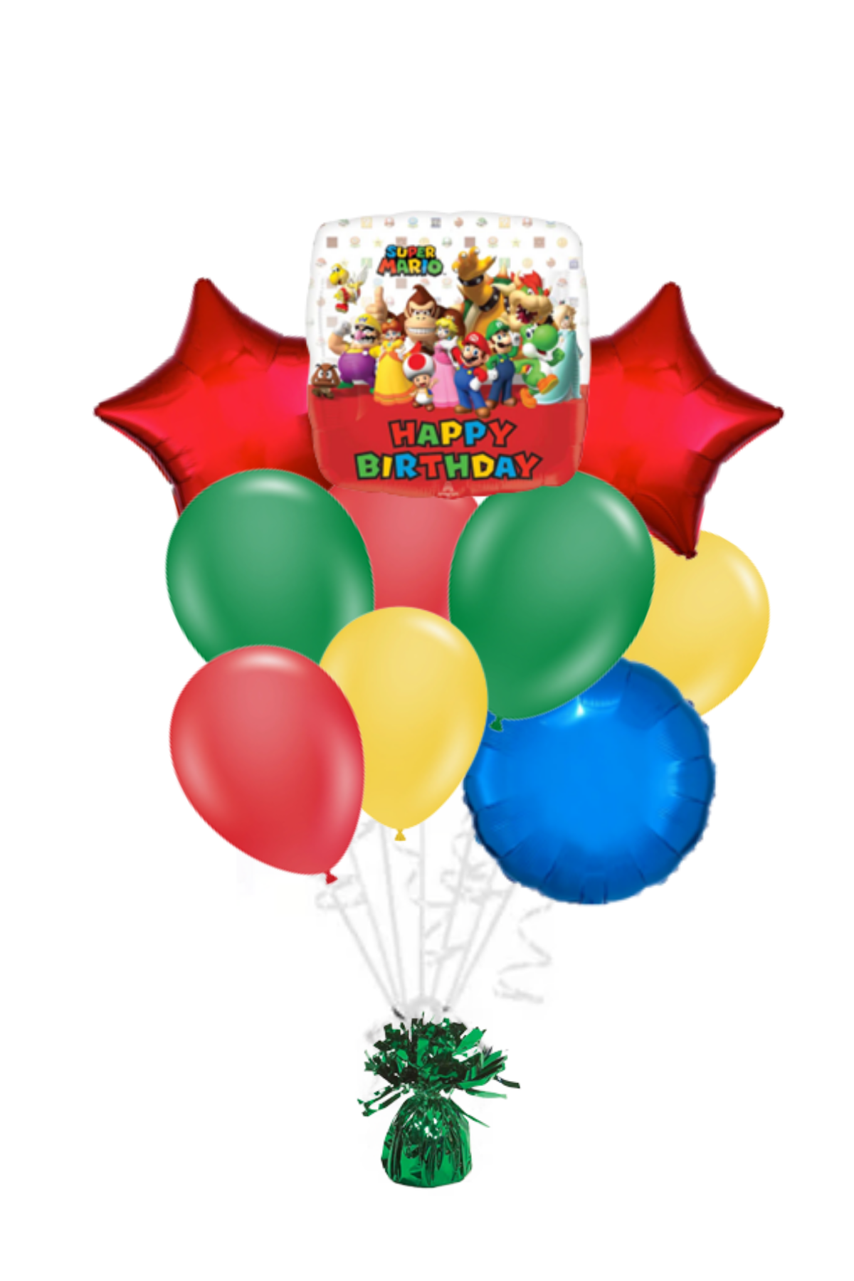 Mario Bros Happy Birthday Balloon Bouquet