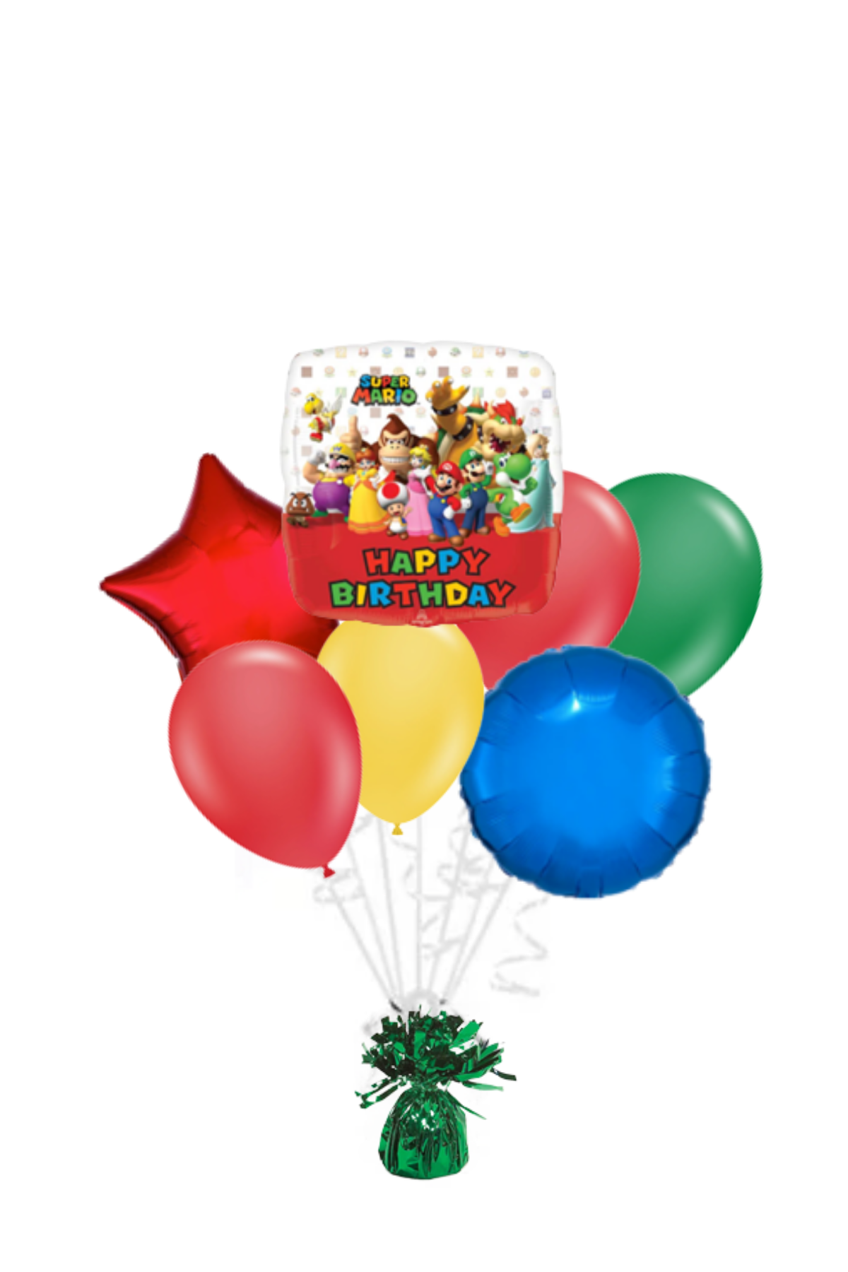 Mario Bros Happy Birthday Balloon Bouquet