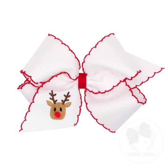 Reindeer King Grosgrain Hair Bow with Moonstitch Edge