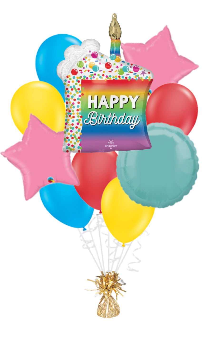 Rainbow Slice Happy Birthday Balloon Bouquet