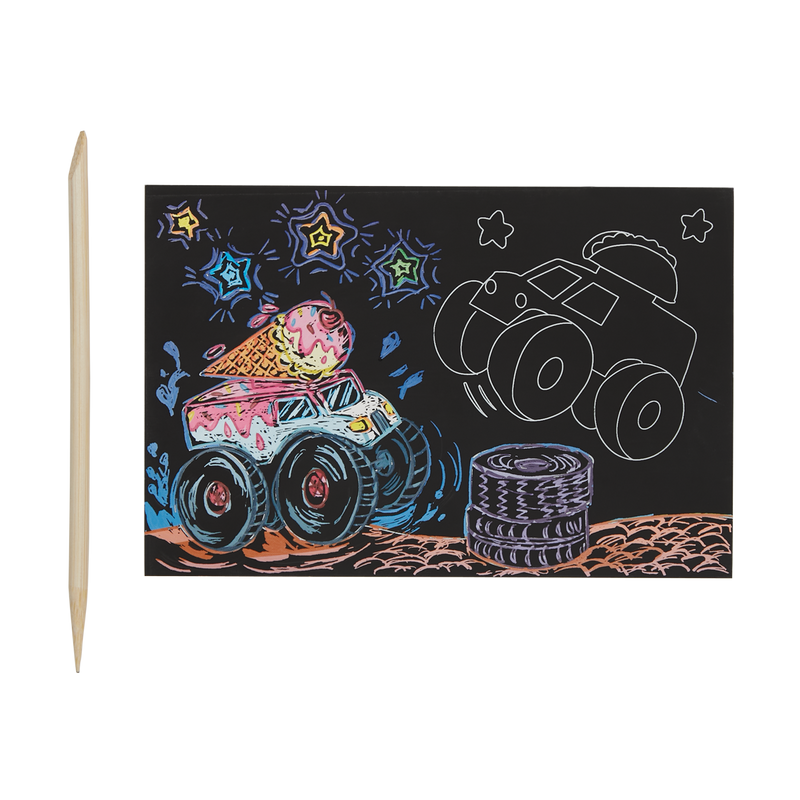 Monster Truck Mini Scratch and Scribble Art Kit