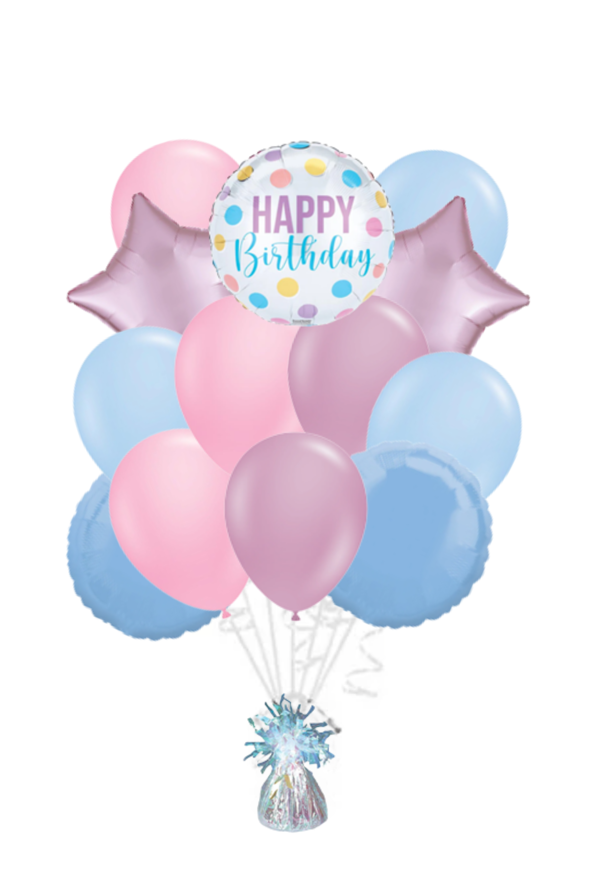 Pastel Dots Happy Birthday Balloon Bouquet