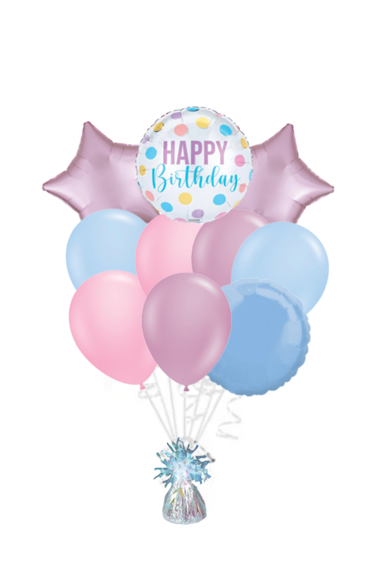 Pastel Dots Happy Birthday Balloon Bouquet