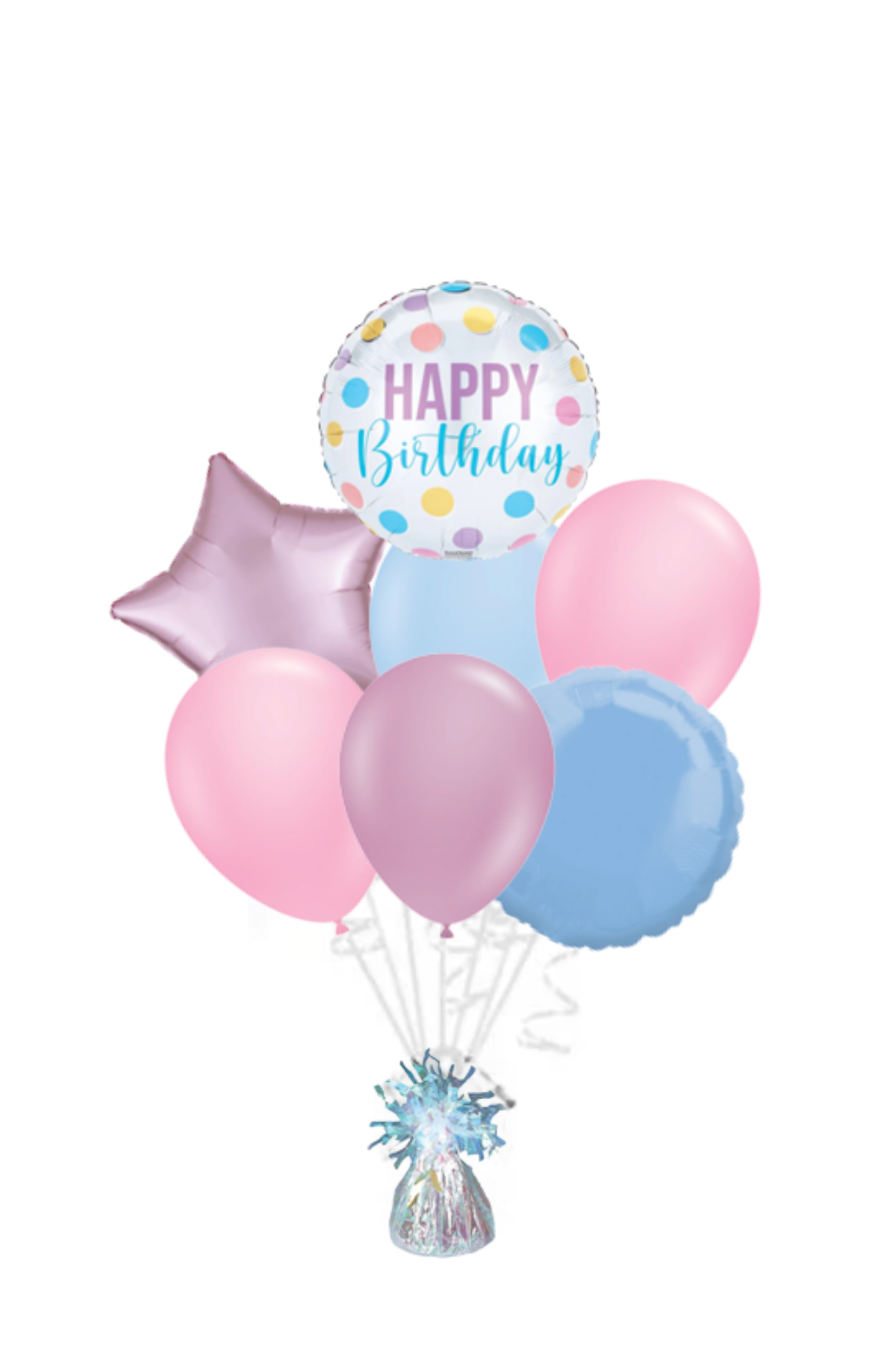 Pastel Dots Happy Birthday Balloon Bouquet