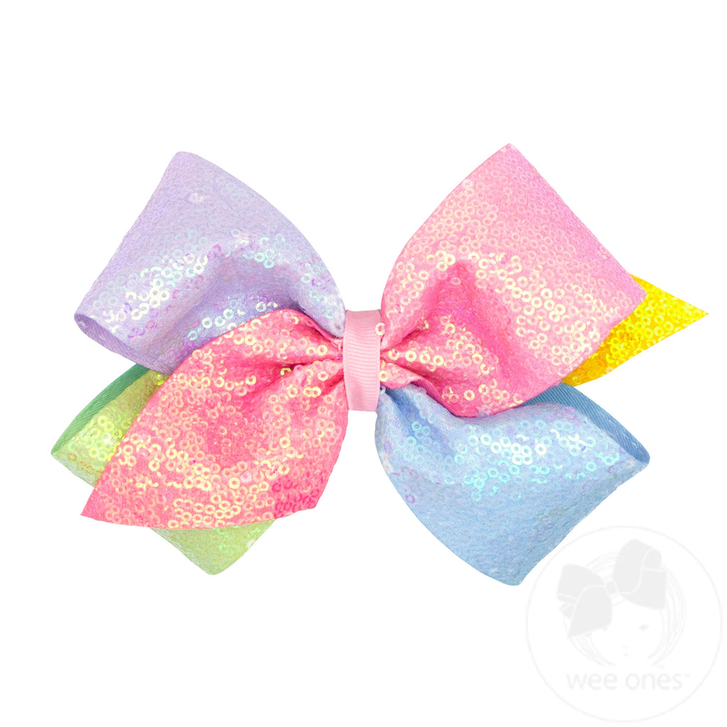 Ombre Printed Sequin Hair Bow