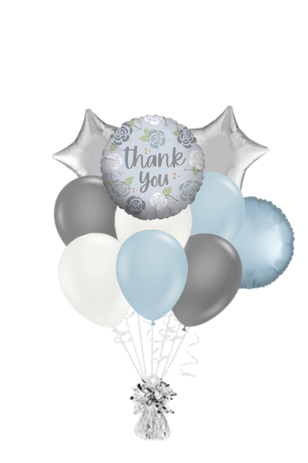 Silver Flower Thank You Balloon Bouquet