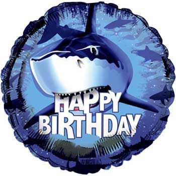 Shark Happy Birthday Foil Balloon