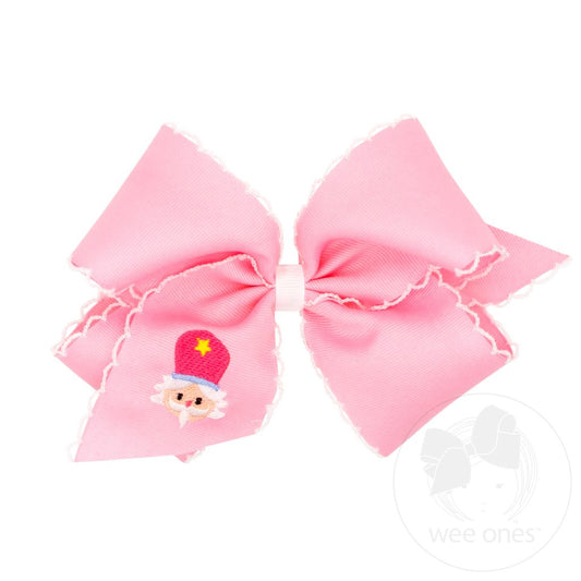 Nutcracker King Grosgrain Hair Bow with Moonstitch Edge