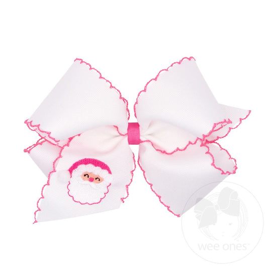 Santa Claus King Grosgrain Hair Bow with Moonstitch Edge