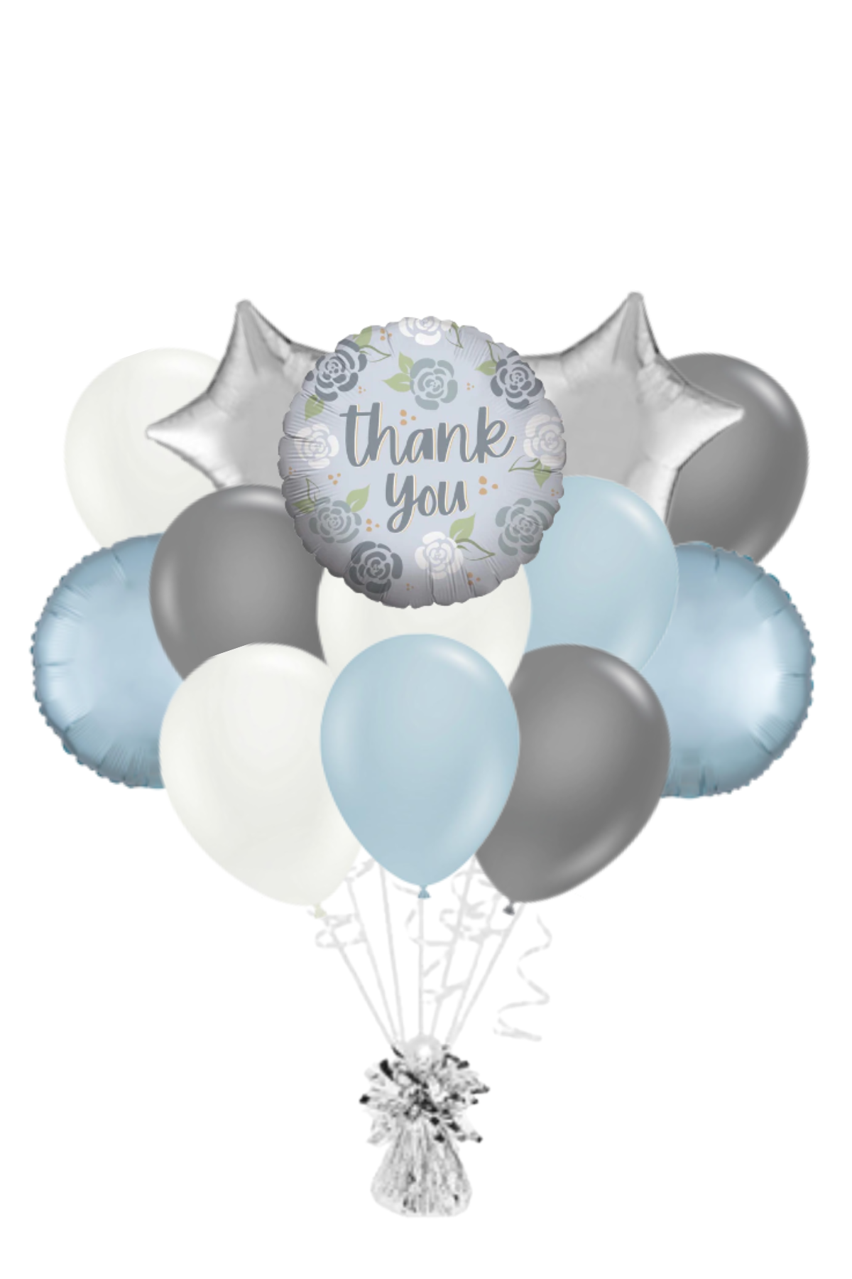 Silver Flower Thank You Balloon Bouquet