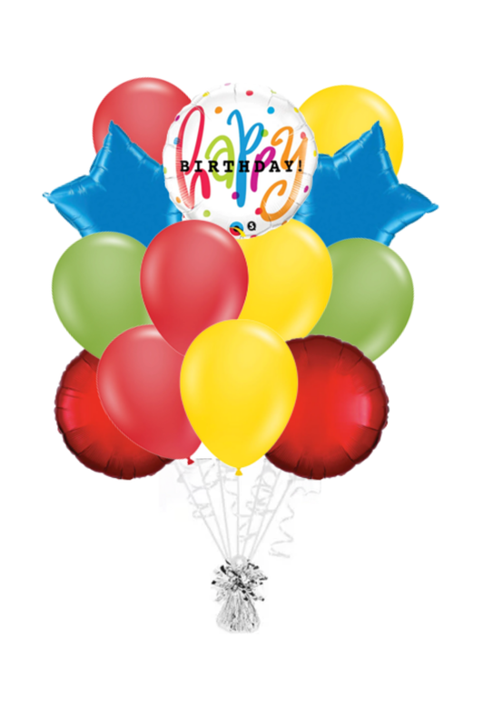 Polka Dot Happy Birthday Balloon Bouquet