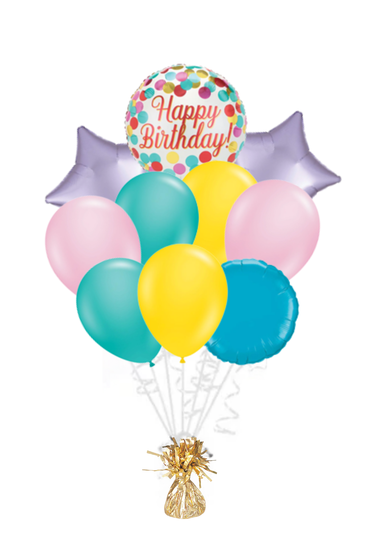 Polka Dots on White Happy Birthday Balloon Bouquet