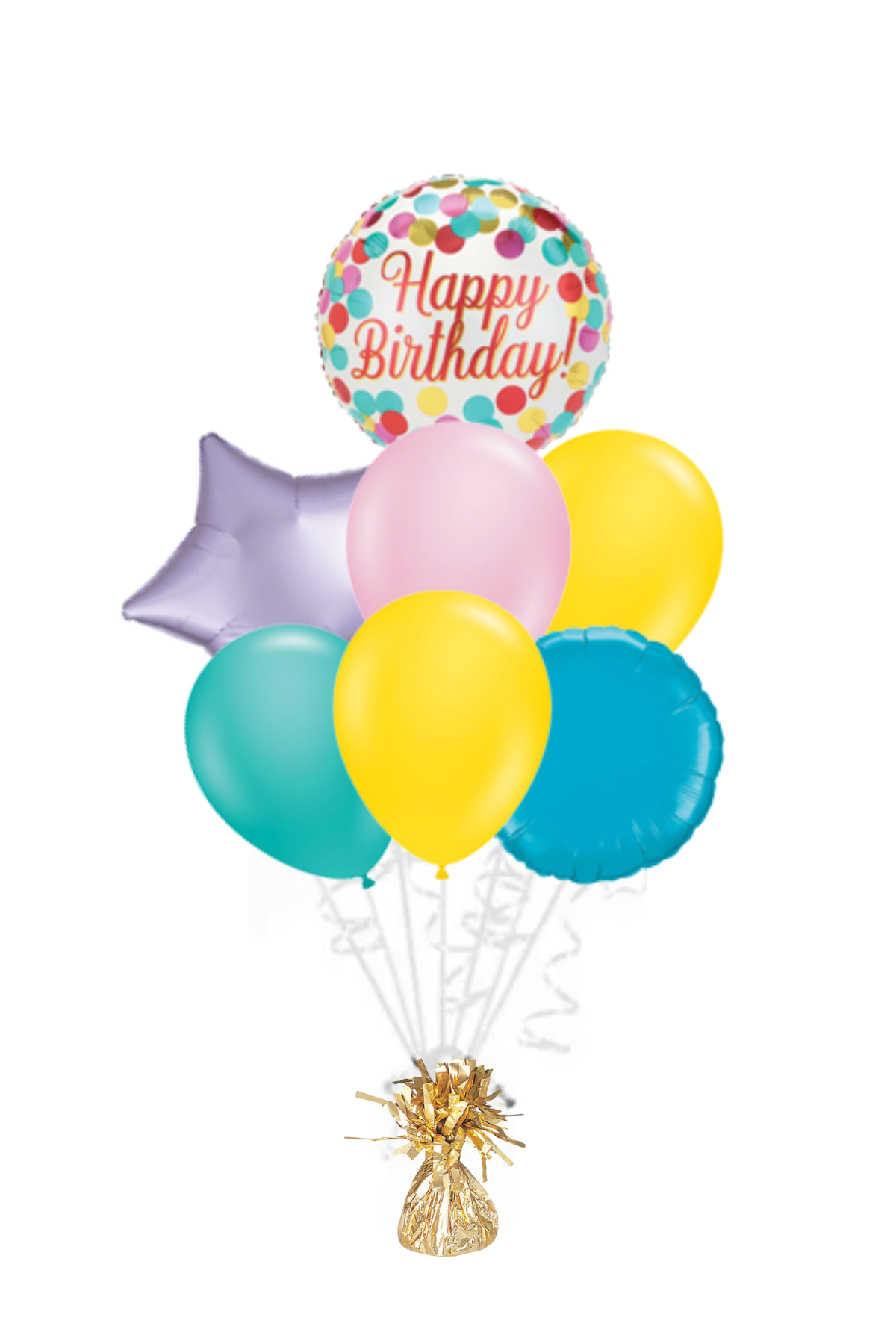 Polka Dots on White Happy Birthday Balloon Bouquet