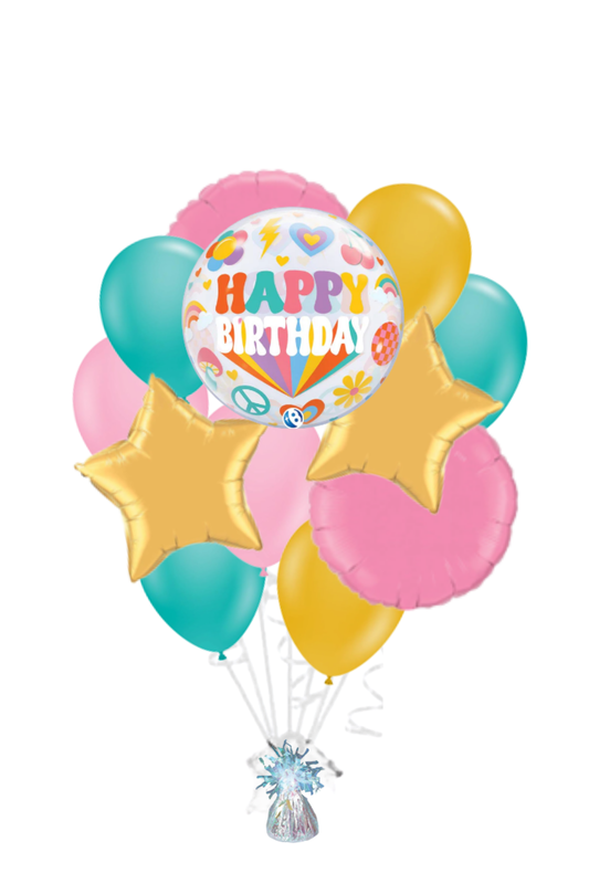Birthday Retro Bubble Happy Birthday Balloon Bouquet