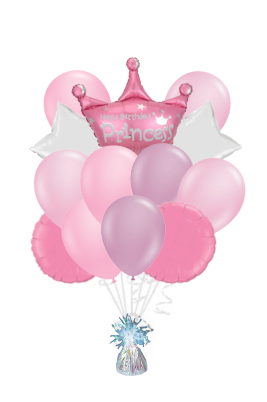 Large Princess Crown Happy Birthday Balloon Bouquet