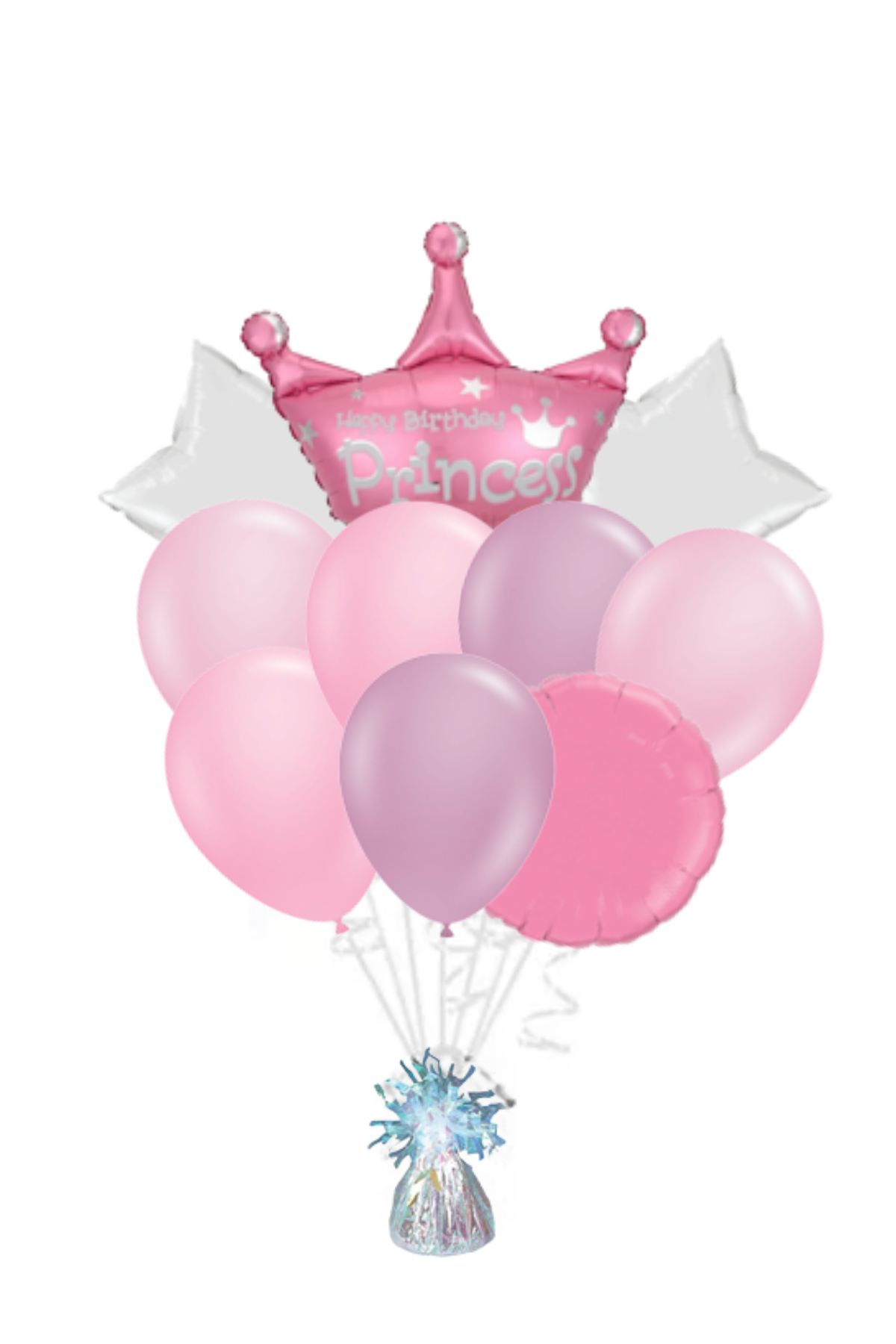 Large Princess Crown Happy Birthday Balloon Bouquet