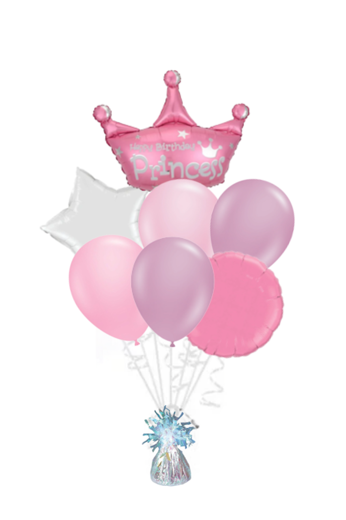 Large Princess Crown Happy Birthday Balloon Bouquet