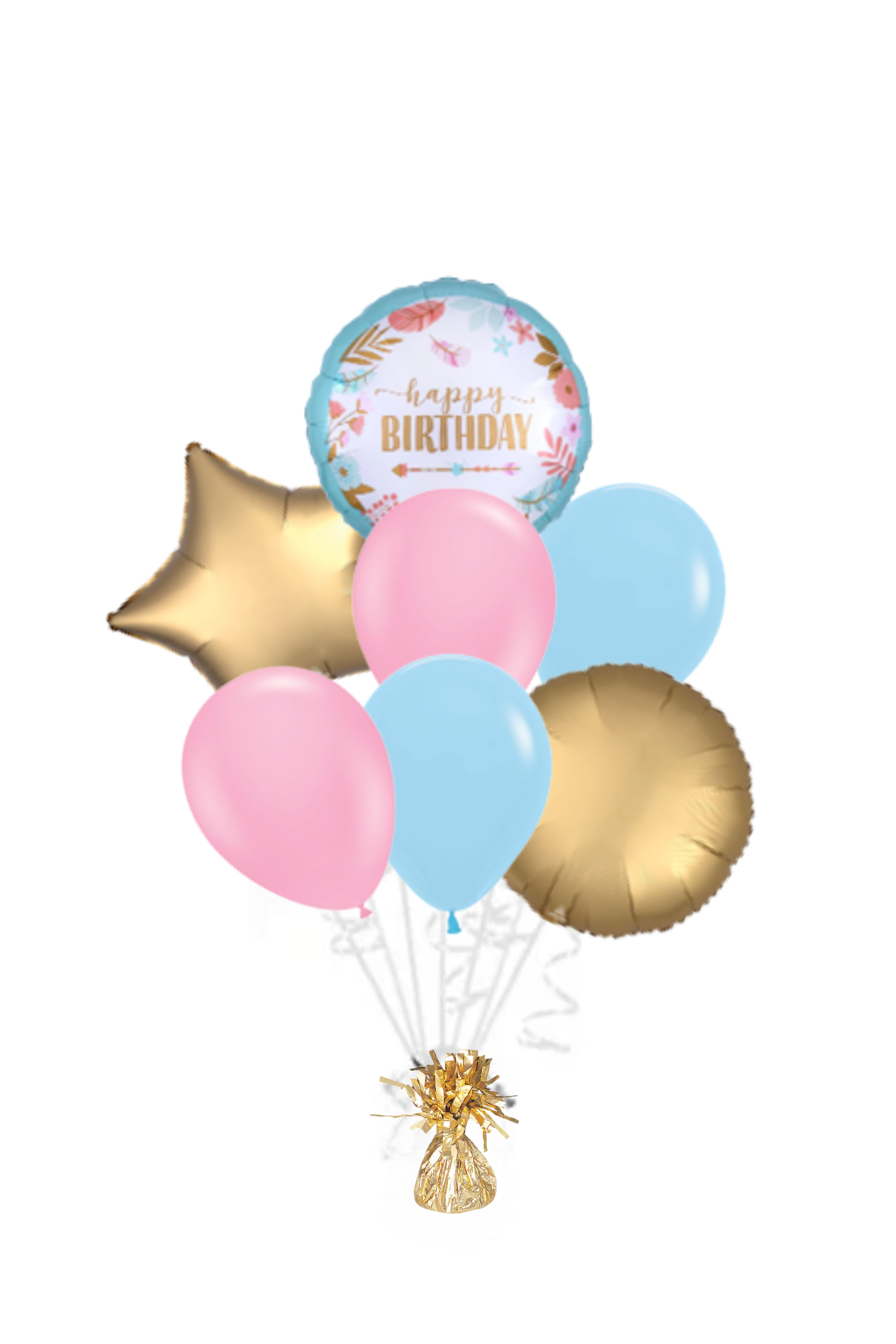 Boho Happy Birthday Foil Balloon Bouquet