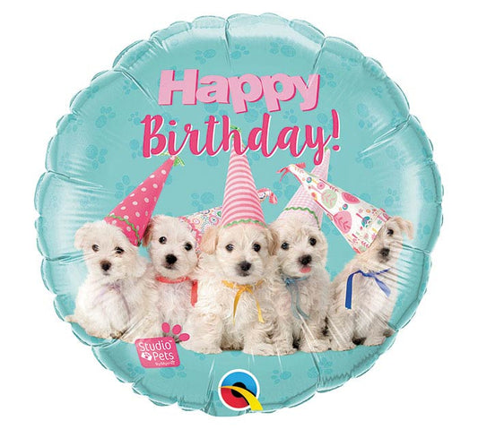 Puppies Happy Birthday Foil Balloon