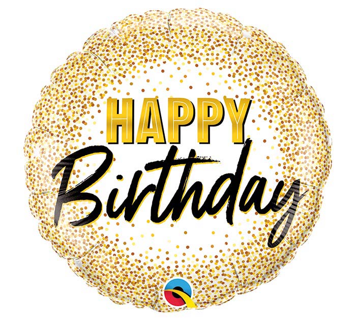 Gold Glitter Happy Birthday Foil Balloon