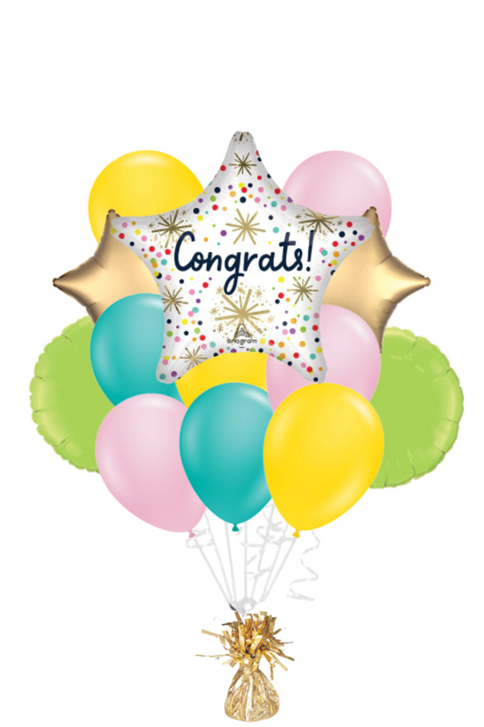 Congrats! Jumbo Star Confetti Sprinkle Star Balloon Bouquet