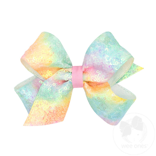 Ombre Print Sequin Hair Bow