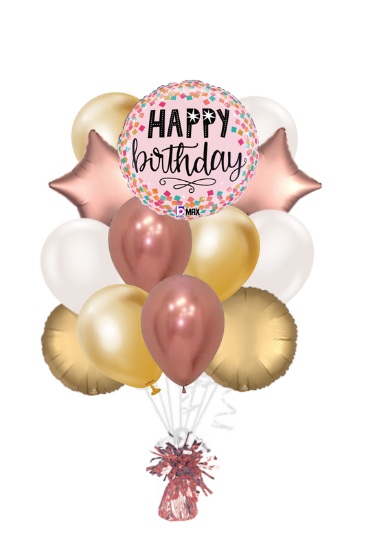 Pink Confetti Happy Birthday Balloon Bouquet