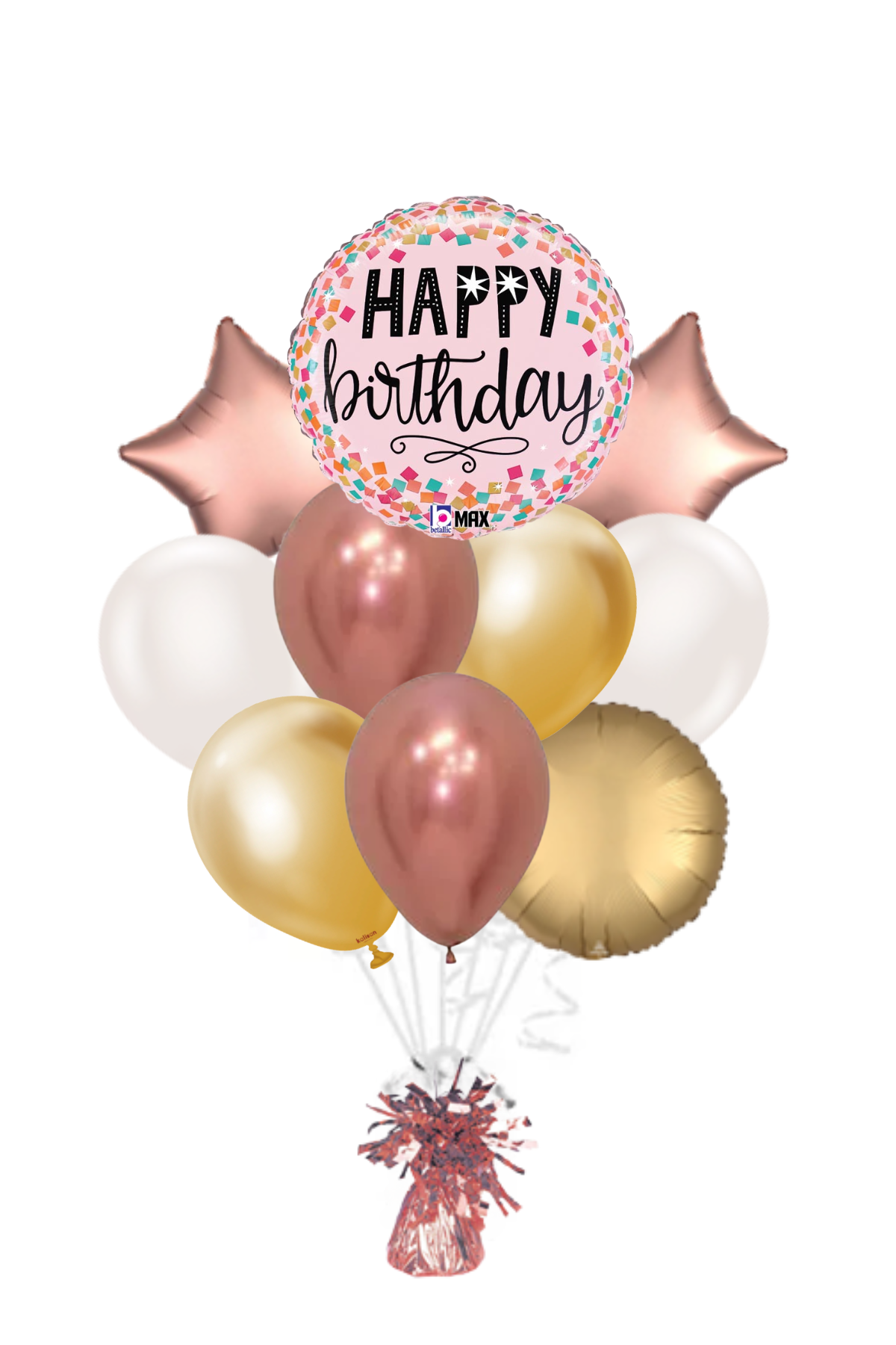 Pink Confetti Happy Birthday Balloon Bouquet