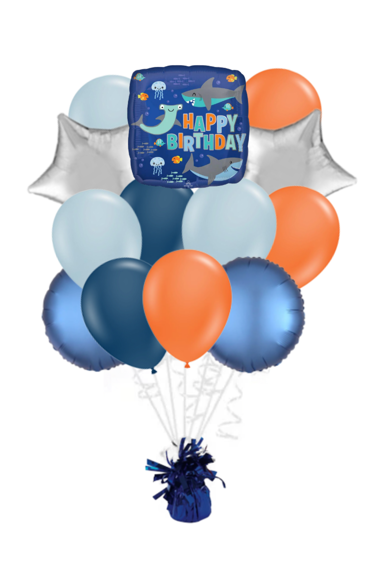 Shark Square Happy Birthday Balloon Bouquet