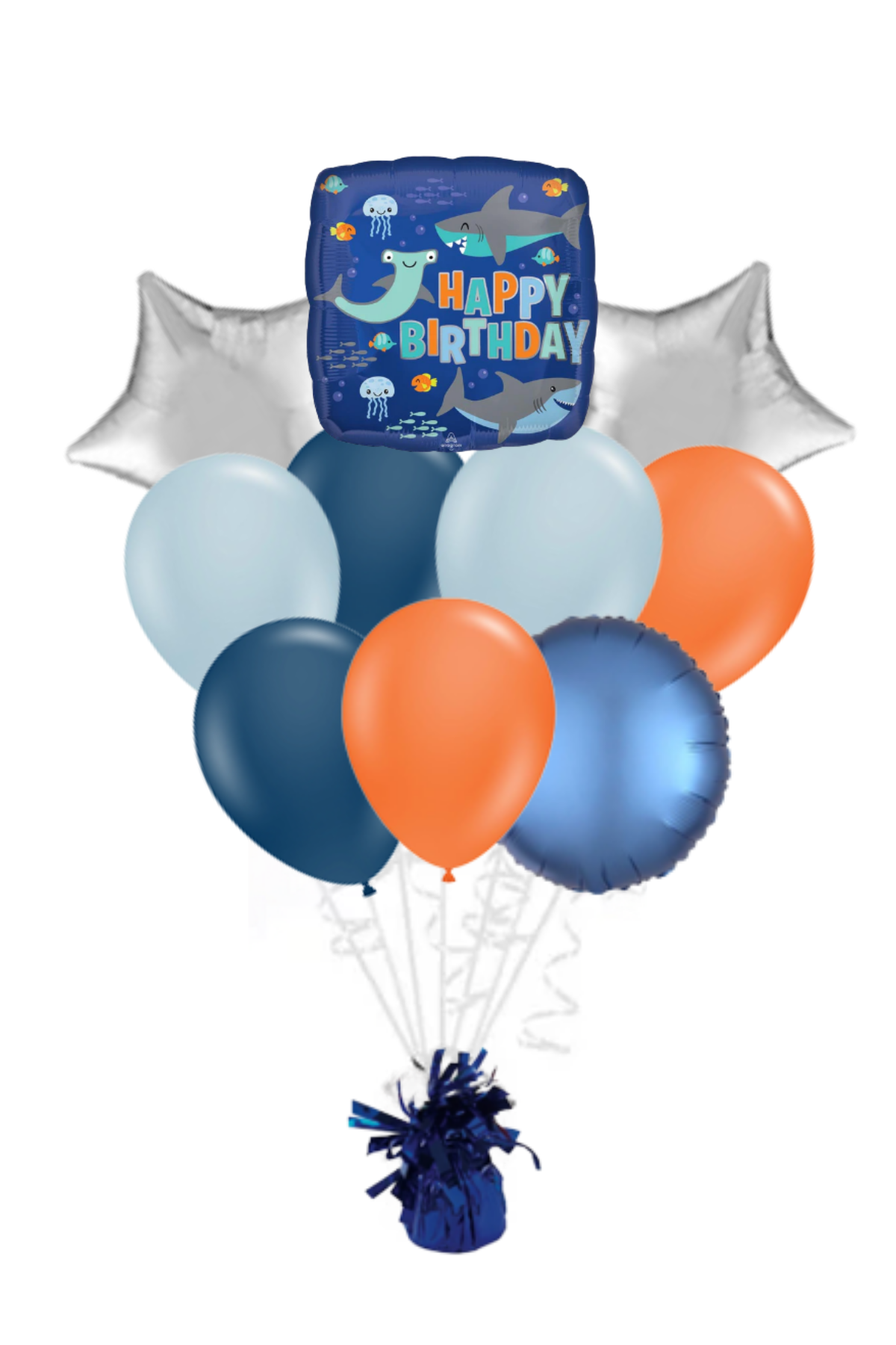 Shark Square Happy Birthday Balloon Bouquet