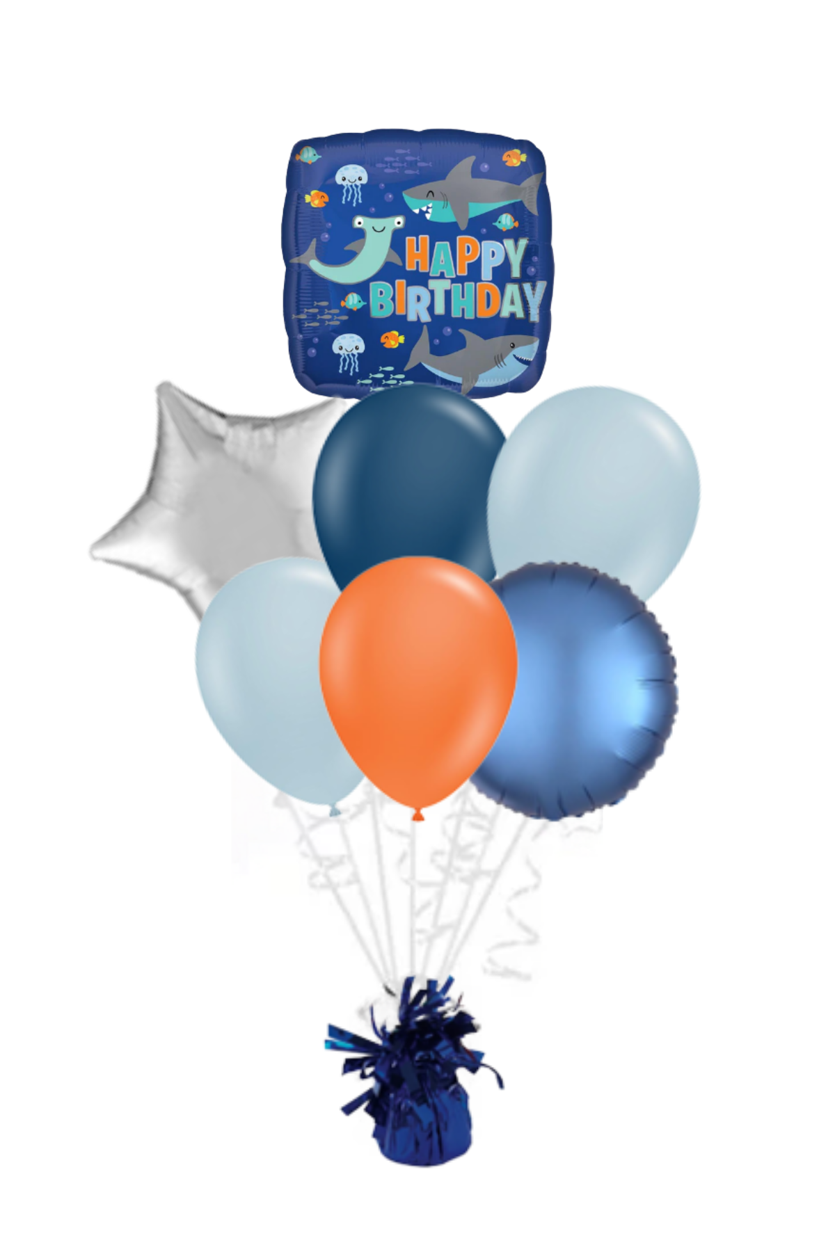 Shark Square Happy Birthday Balloon Bouquet