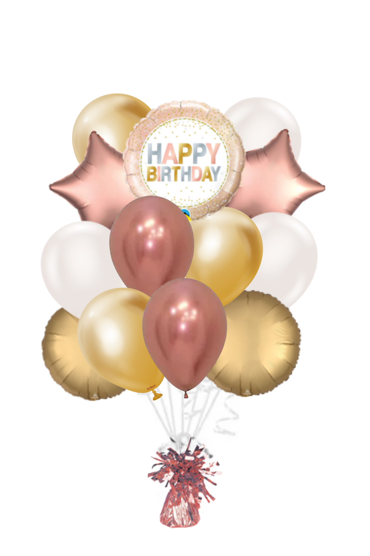 Metallic Dots Happy Birthday Balloon Bouquet