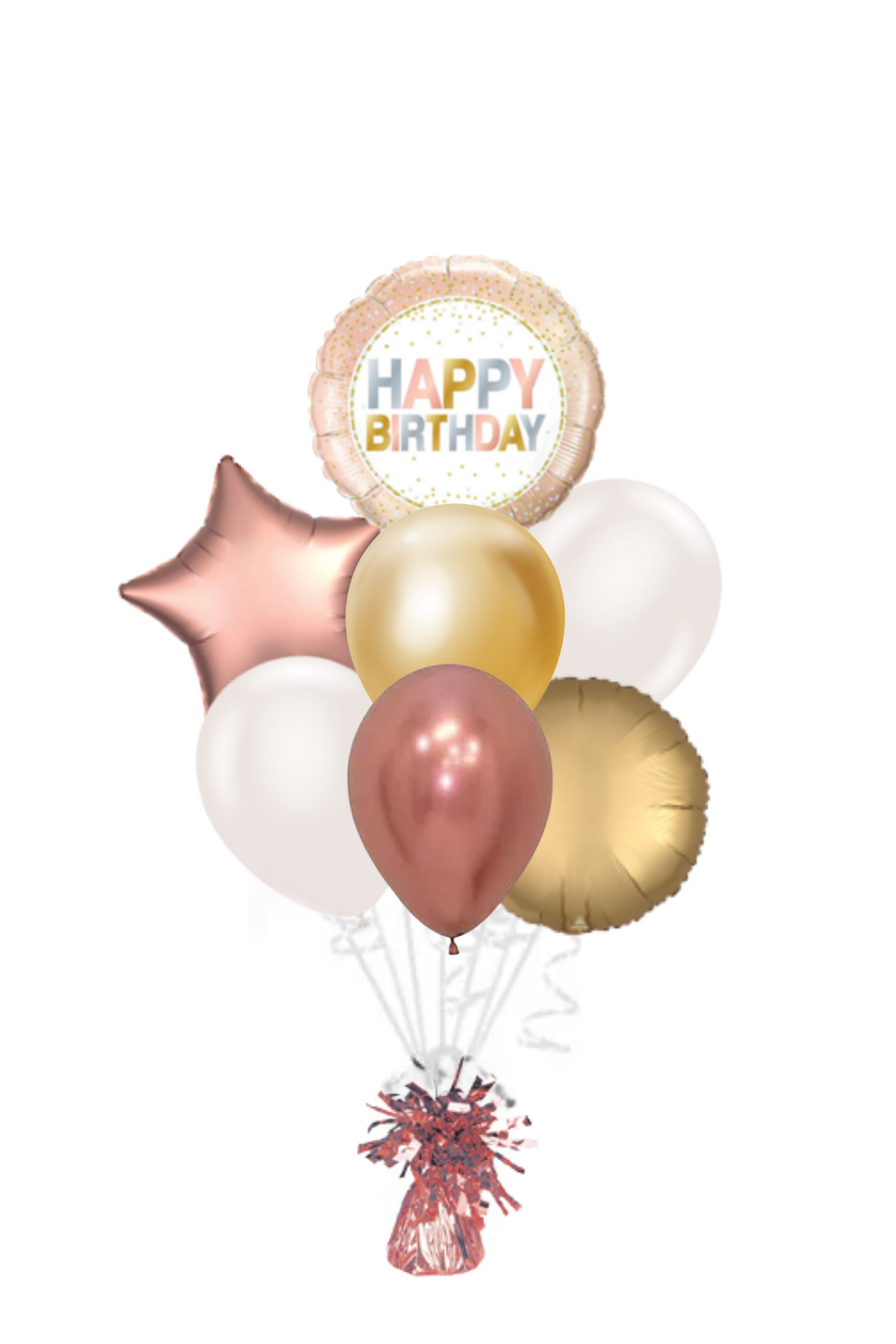 Metallic Dots Happy Birthday Balloon Bouquet