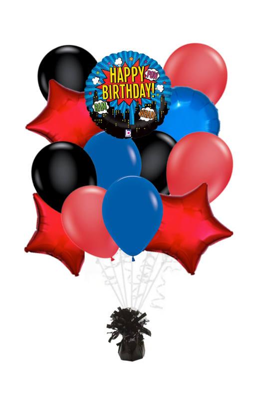 Superhero City Happy Birthday Balloon Bouquet