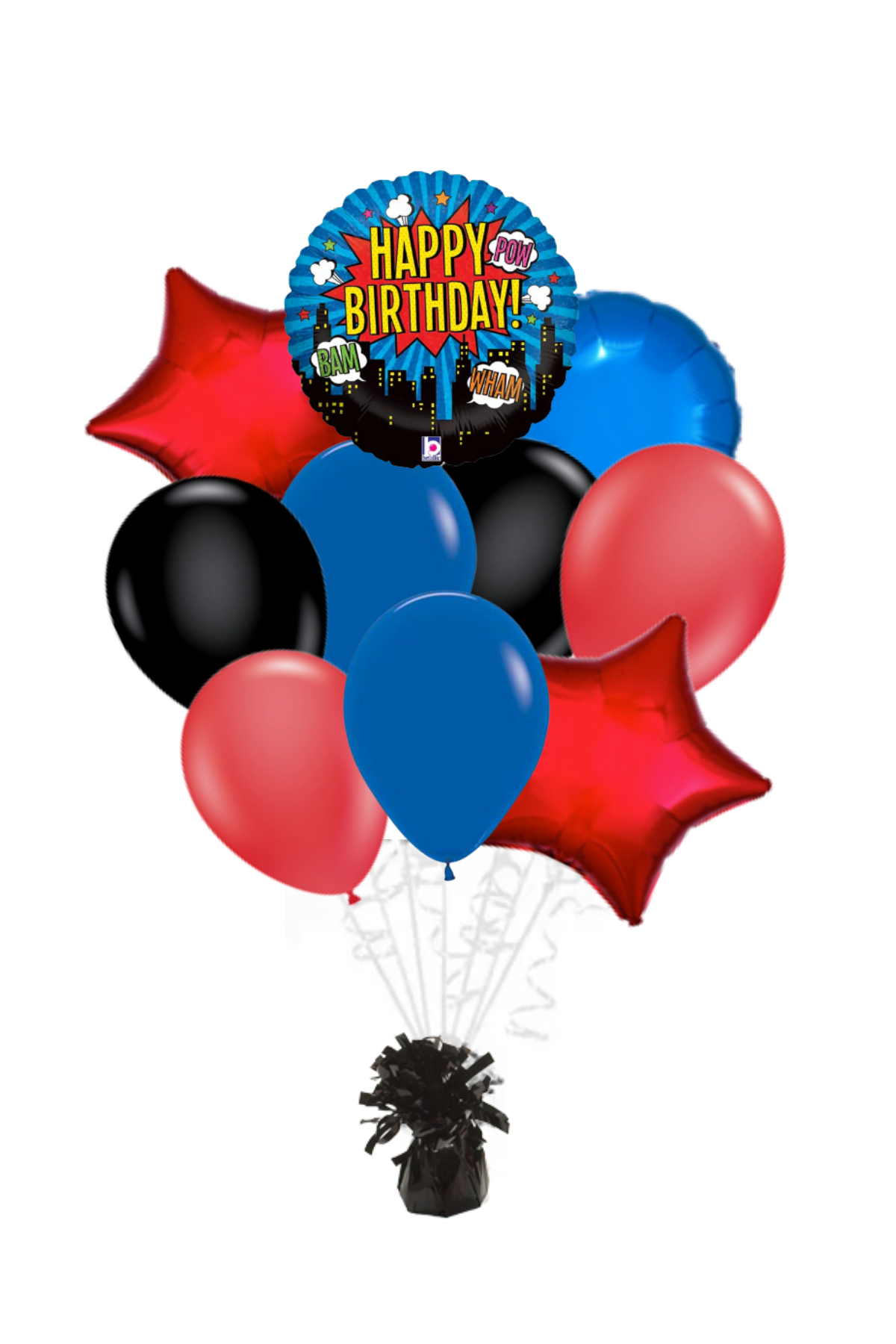 Superhero City Happy Birthday Balloon Bouquet