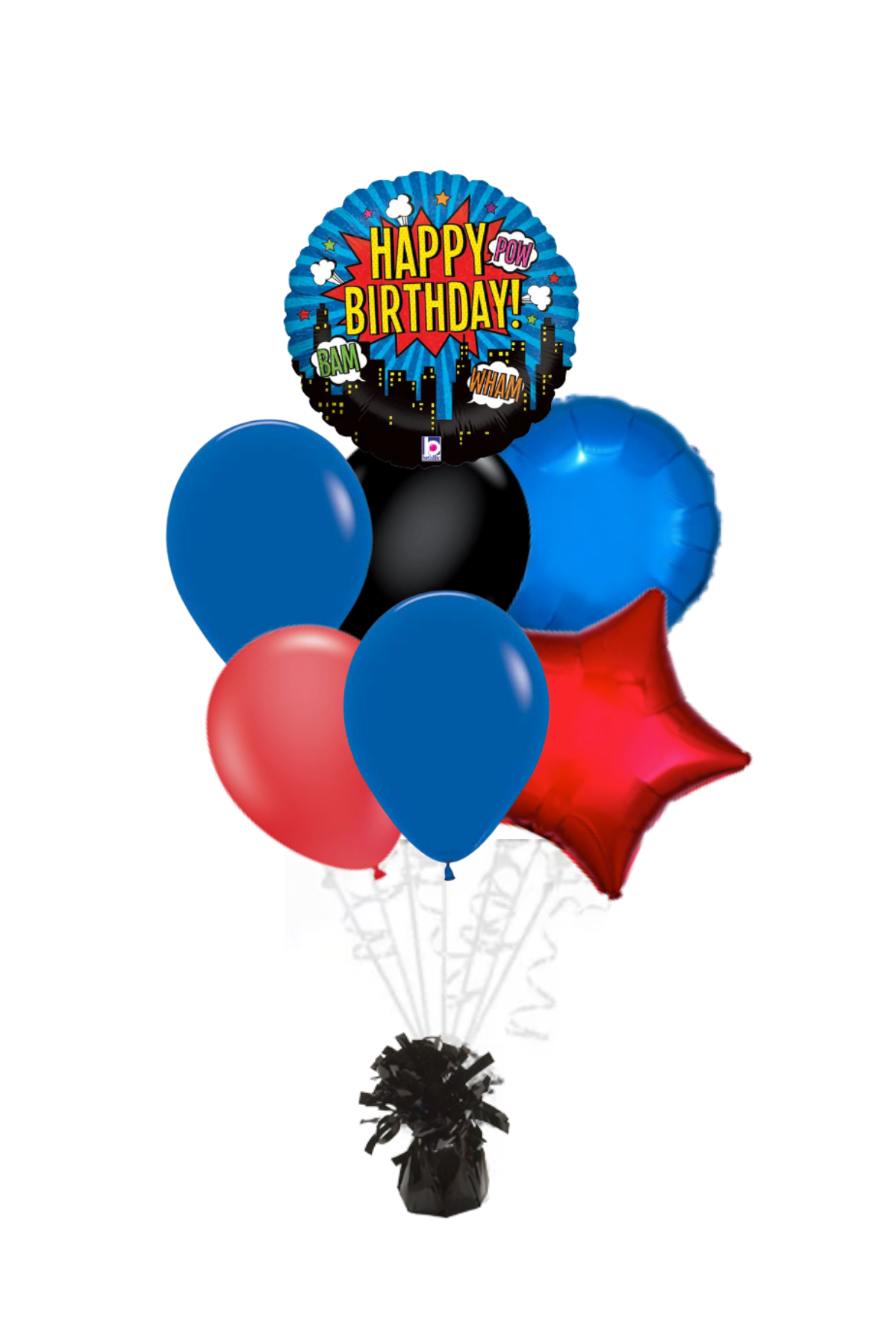 Superhero City Happy Birthday Balloon Bouquet